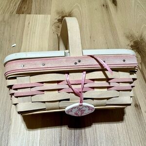Longaberger Pink and Tan Woven Basket Bag